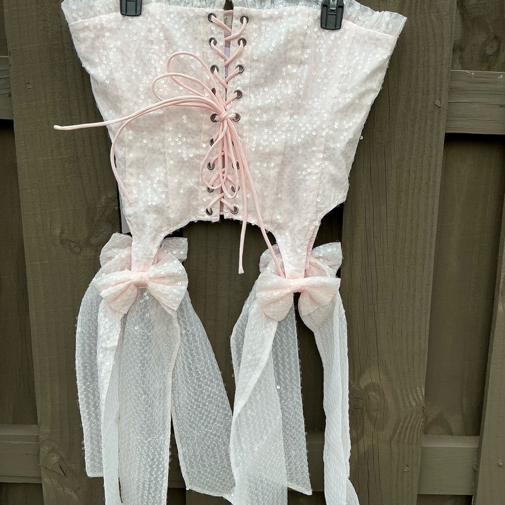 NWT Selkie Blush Sequin Corset Top Size Large